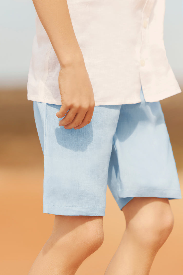 tartine et chocolat Short Blauw Grijse Linnen Blauw Grijse