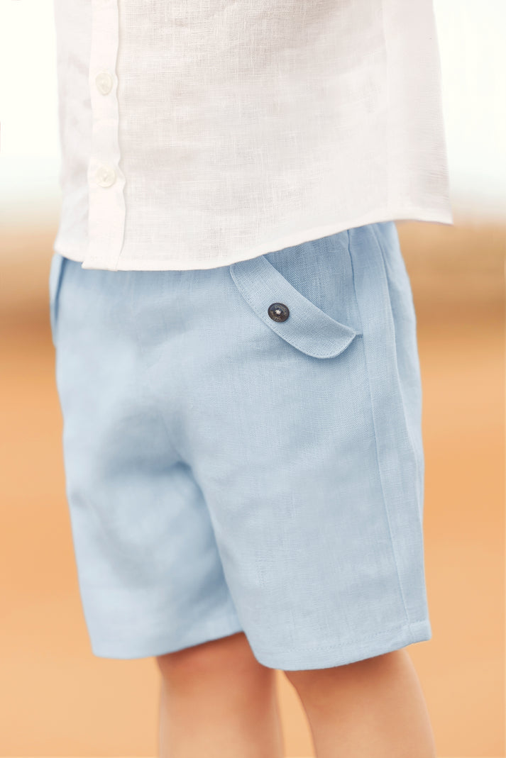 tartine et chocolat Short Blauw Grijse Linnen varen