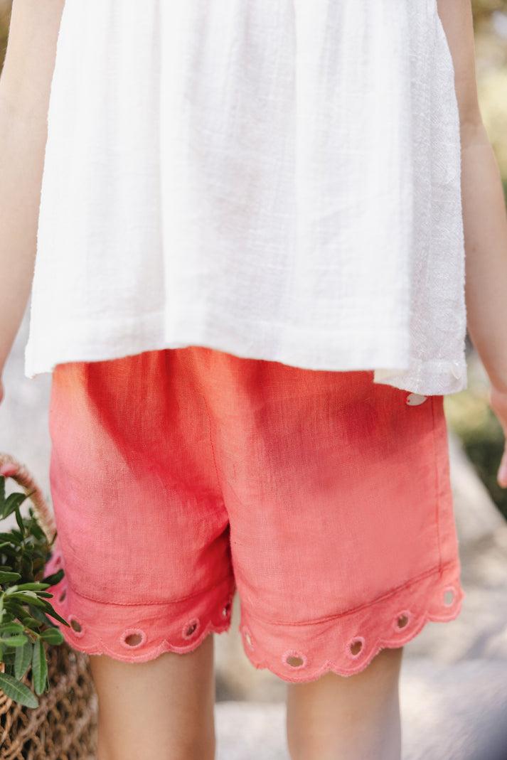 tartine et chocolat Short Koraal Linnen Openwork -details Wit