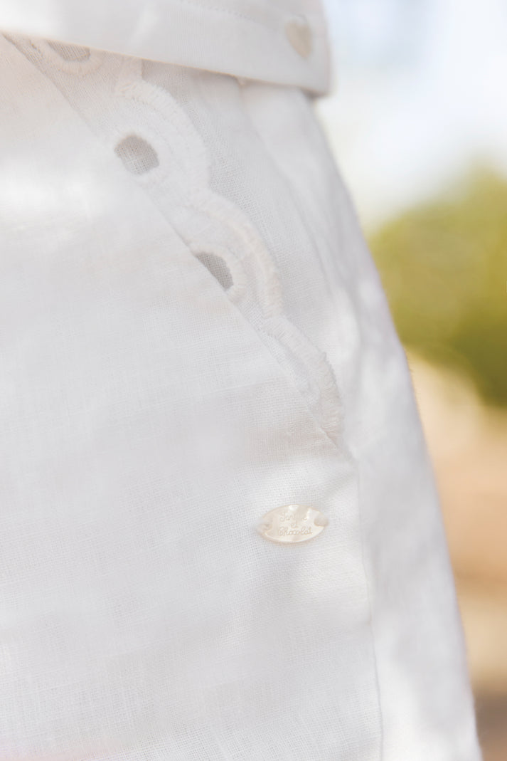 Tartine Et Chocolat Short Wit Linnen Openwork -details Wit