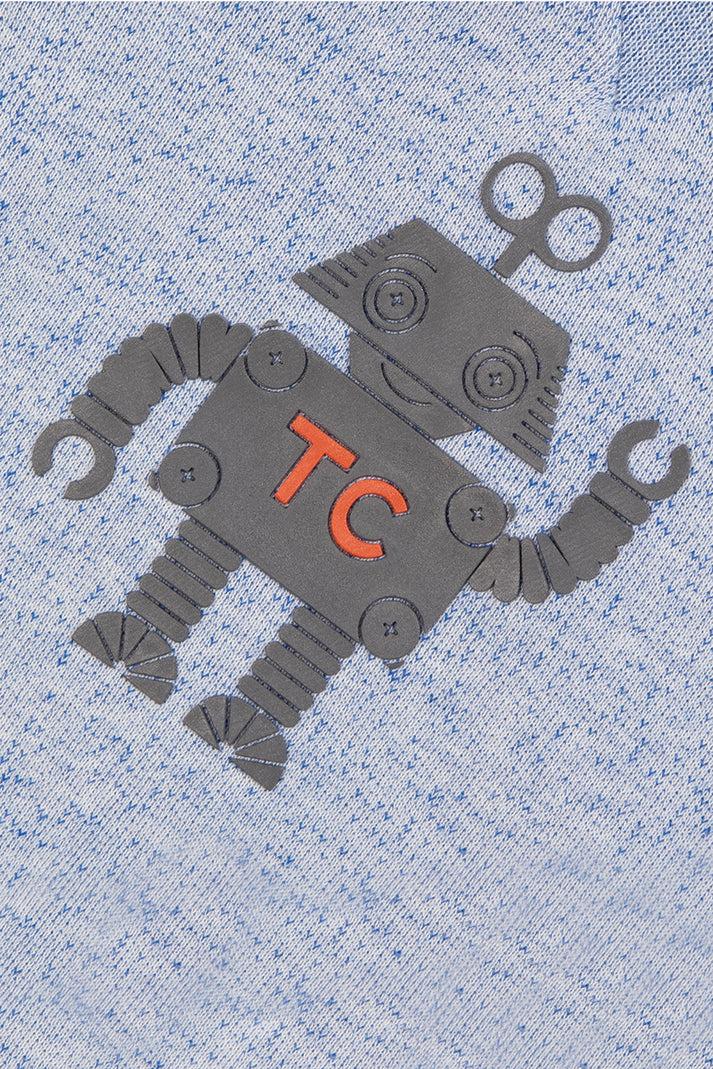 Tartine Et Chocolat Sweatshirt Blauw Grijse Tekening Robot Blauw Grijsingeslikt