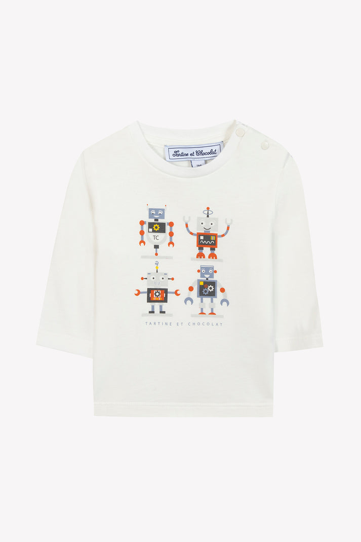 tartine et chocolat T -shirt Blauw Grijse Tekening robots Moeder -of -Pearl