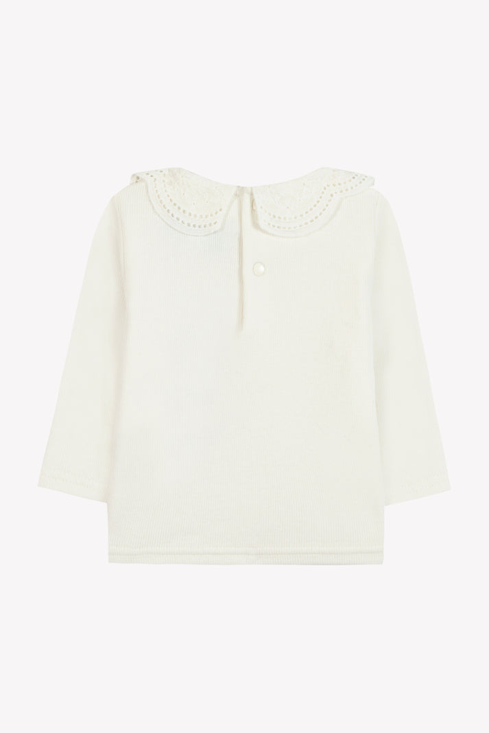 Tartine Et Chocolat T -shirt Ecru Halsband Veter Moeder -of -Pearl