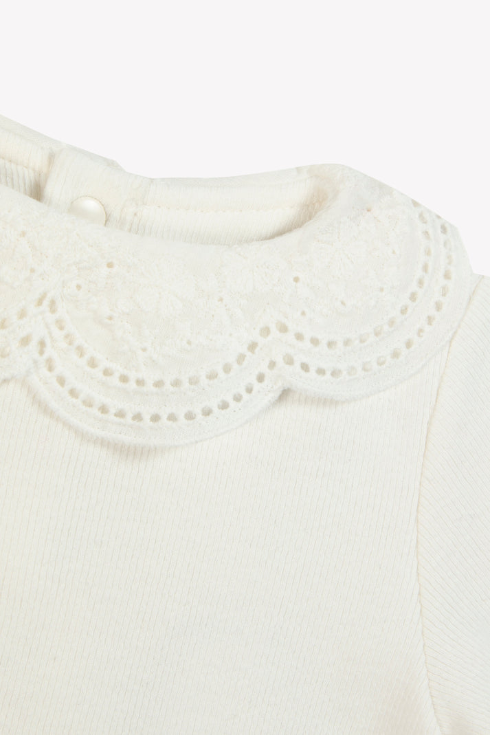 Tartine Et Chocolat T -shirt Ecru Halsband Veter Moeder -of -Pearl