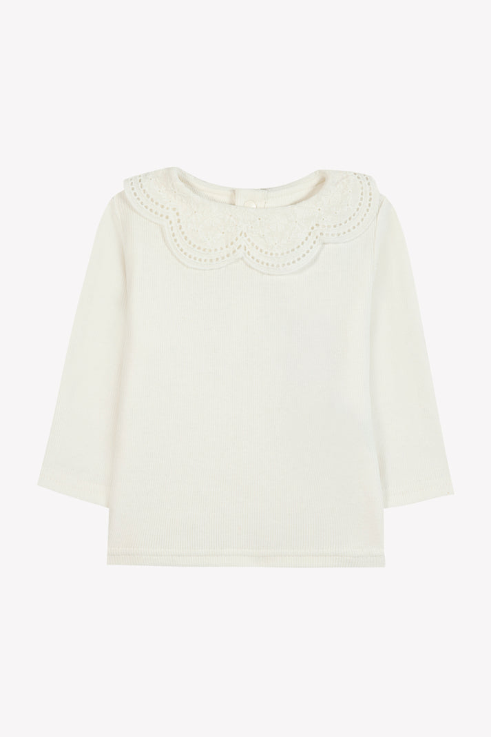 tartine et chocolat T -shirt Ecru Halsband Veter Moeder -of -Pearl