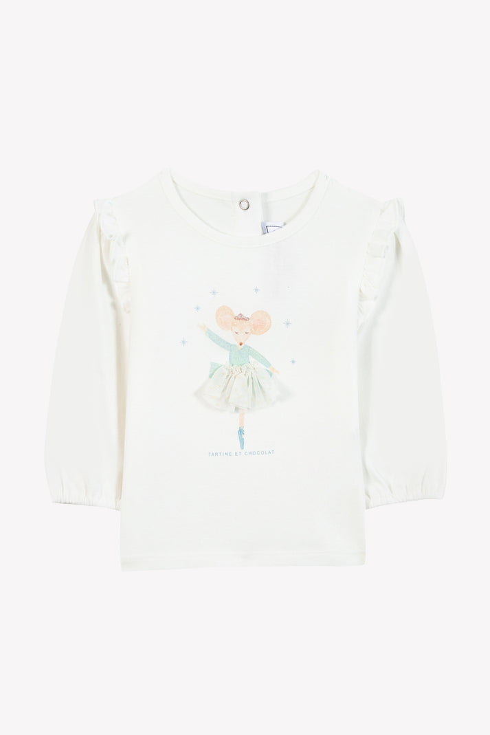 tartine et chocolat T -shirt Ecru Tekening wintertuin Moeder -of -Pearl