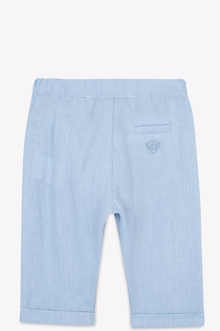 Tartine Et Chocolat Broek Blauw Grijse Linnen Wit