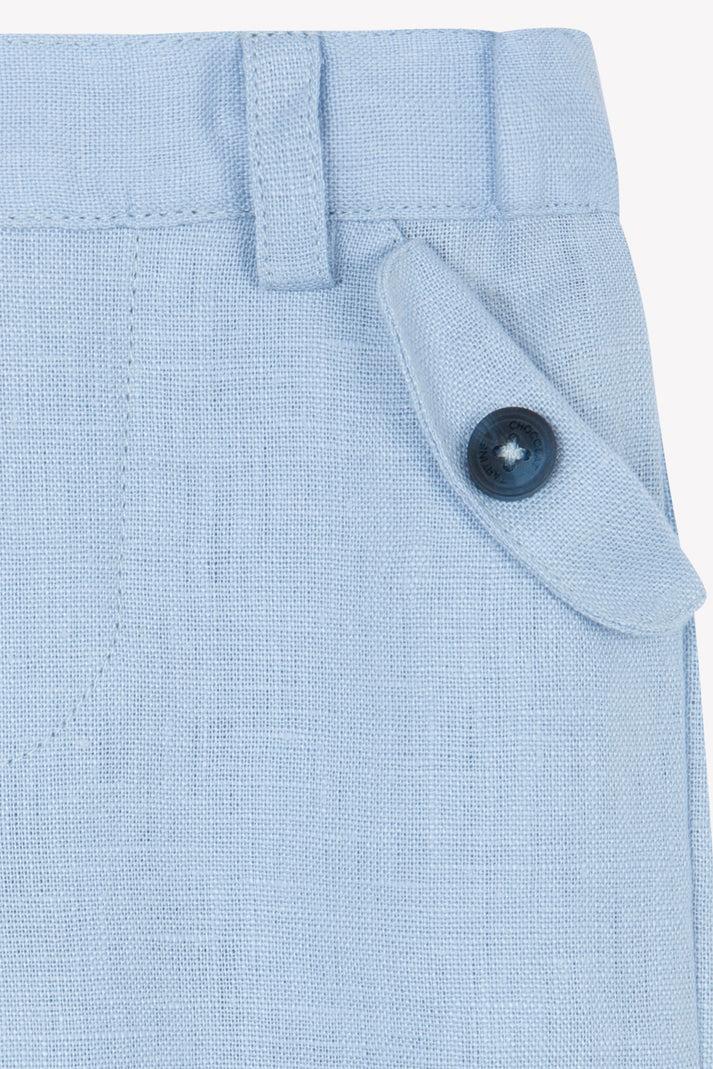 Tartine Et Chocolat Broek Blauw Grijse Linnen Wit