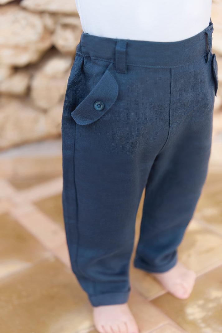 tartine et chocolat Broek Navy Linnen Wit