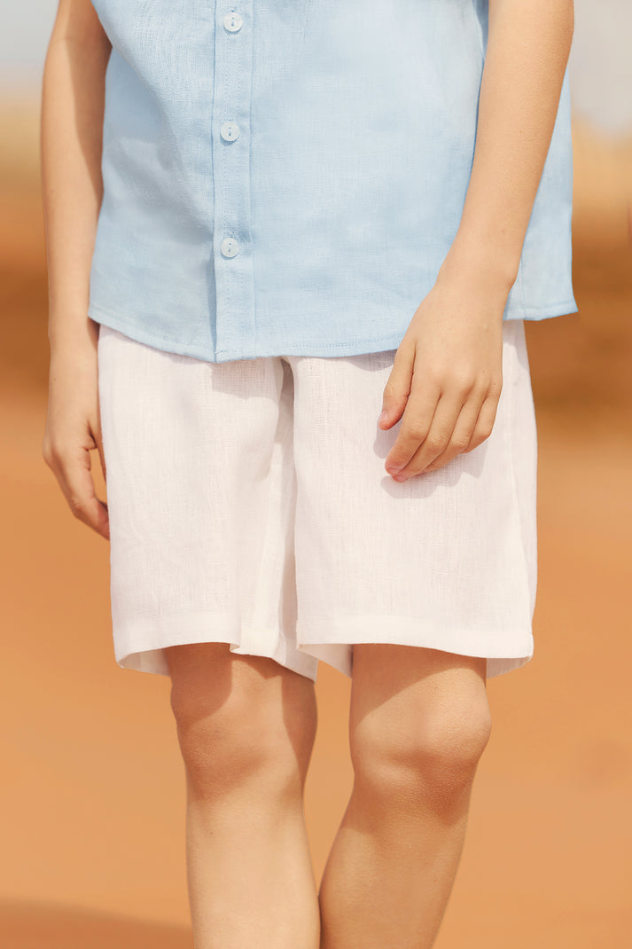 tartine et chocolat Short Wit Linnen Blauw Grijse