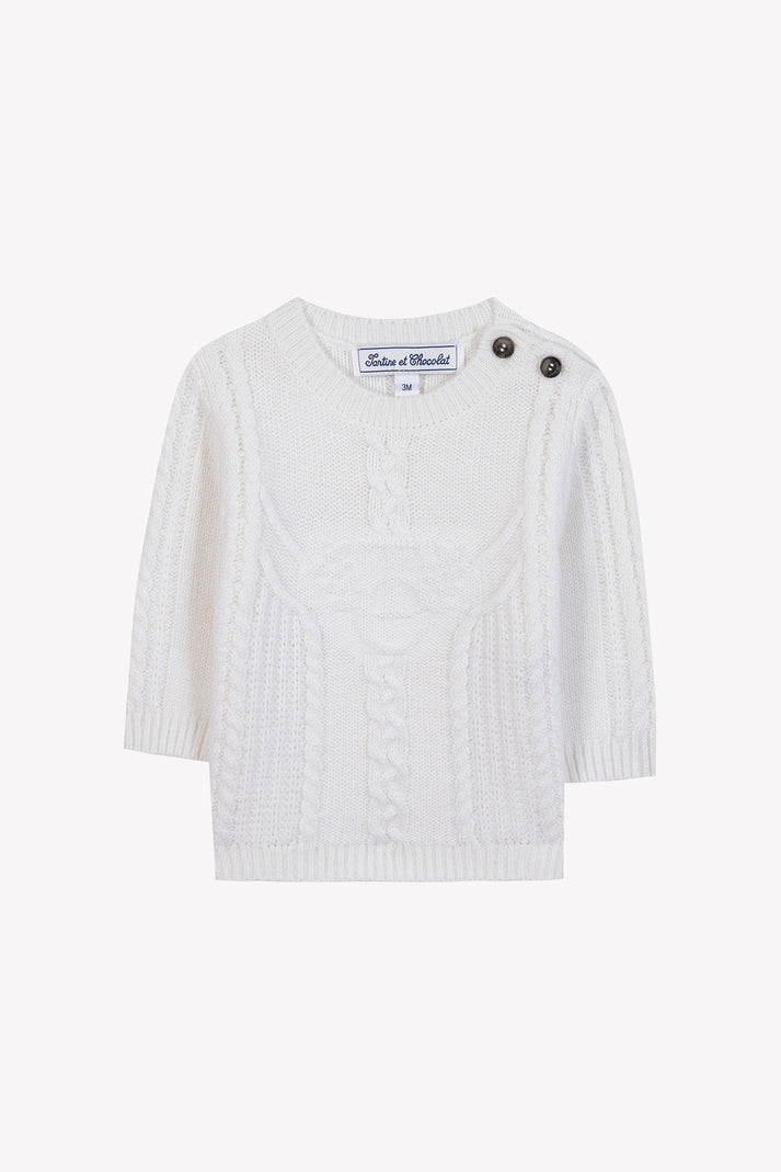 tartine et chocolat Trui Ecru TC handtekening Navy