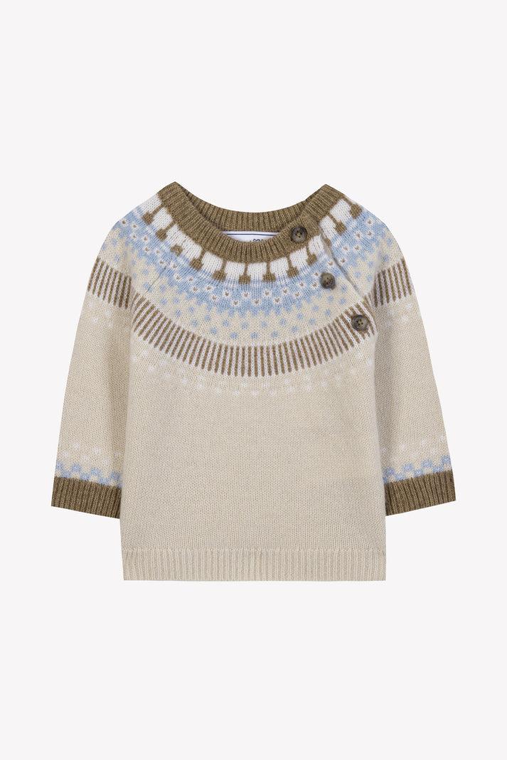 tartine et chocolat Trui Beige motief jacquard Navy