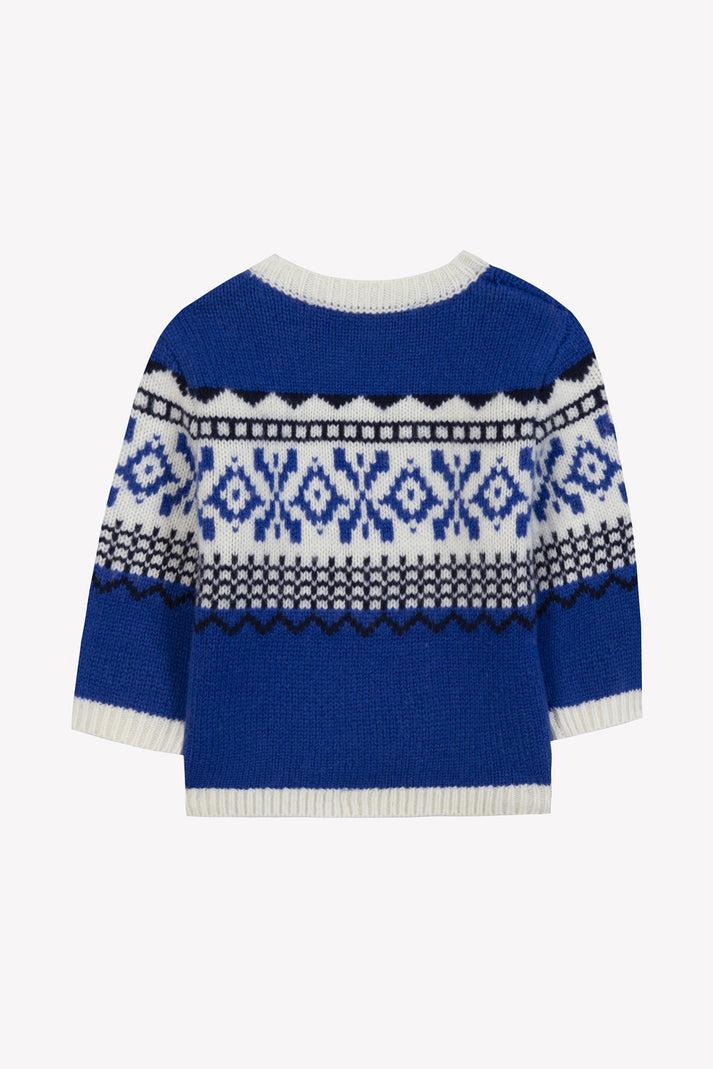 Tartine Et Chocolat Trui Blauw Elektrisch Motief Jacquard Grijs Knuffel