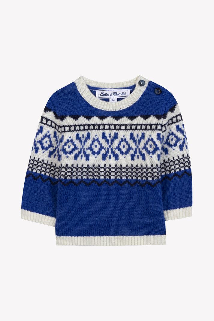 tartine et chocolat Trui Blauw elektrisch motief jacquard Grijs knuffel