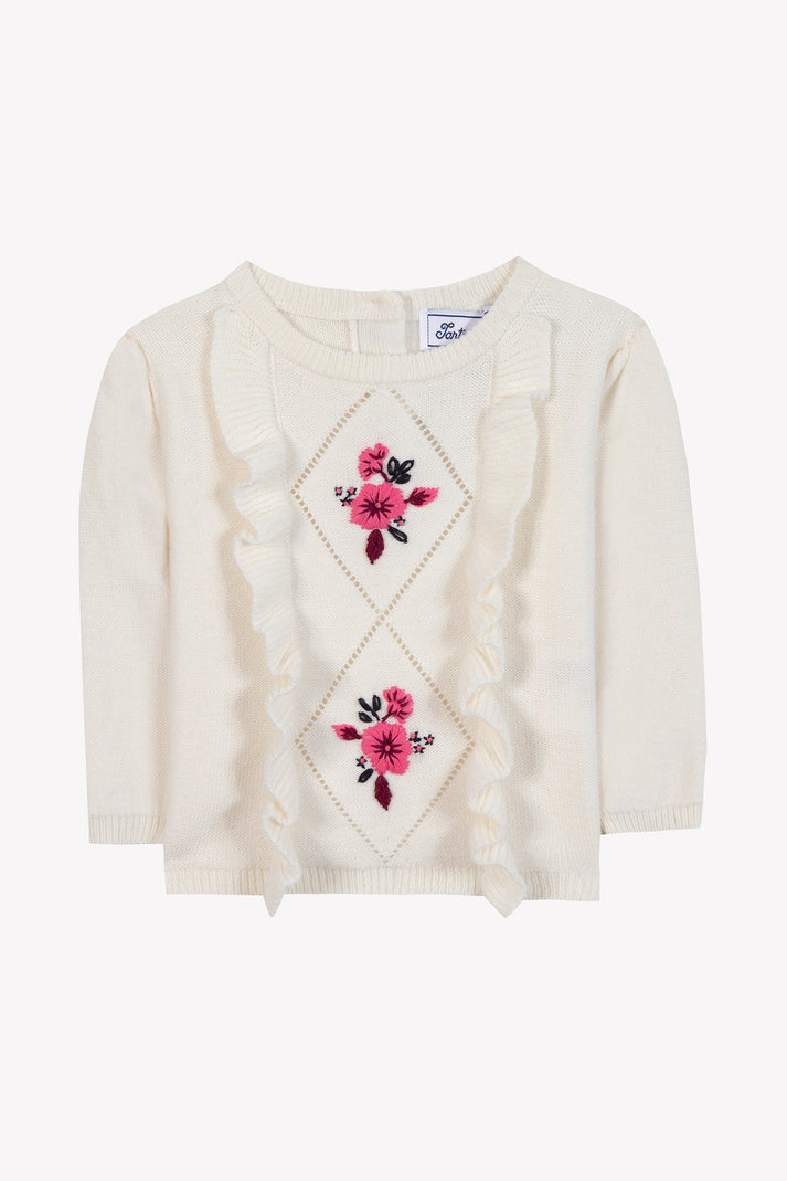 tartine et chocolat Trui Ecru Borduurwerk bloemen Moeder -of -Pearl