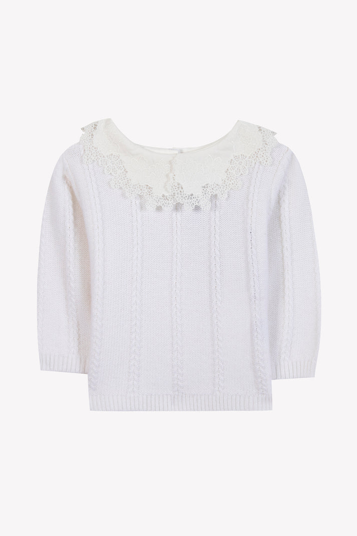 Tartine Et Chocolat Trui Ecru Halsband Borduurwerk Engels Moeder -of -Pearl