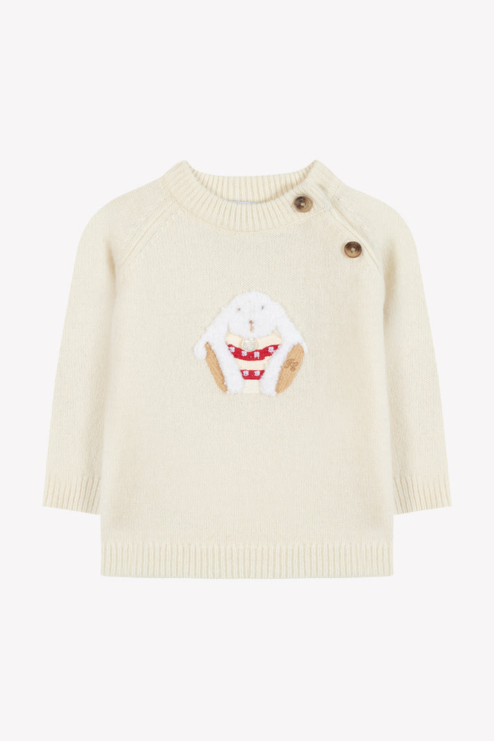 tartine et chocolat Trui Ecru Tekening konijn Moeder -of -Pearl