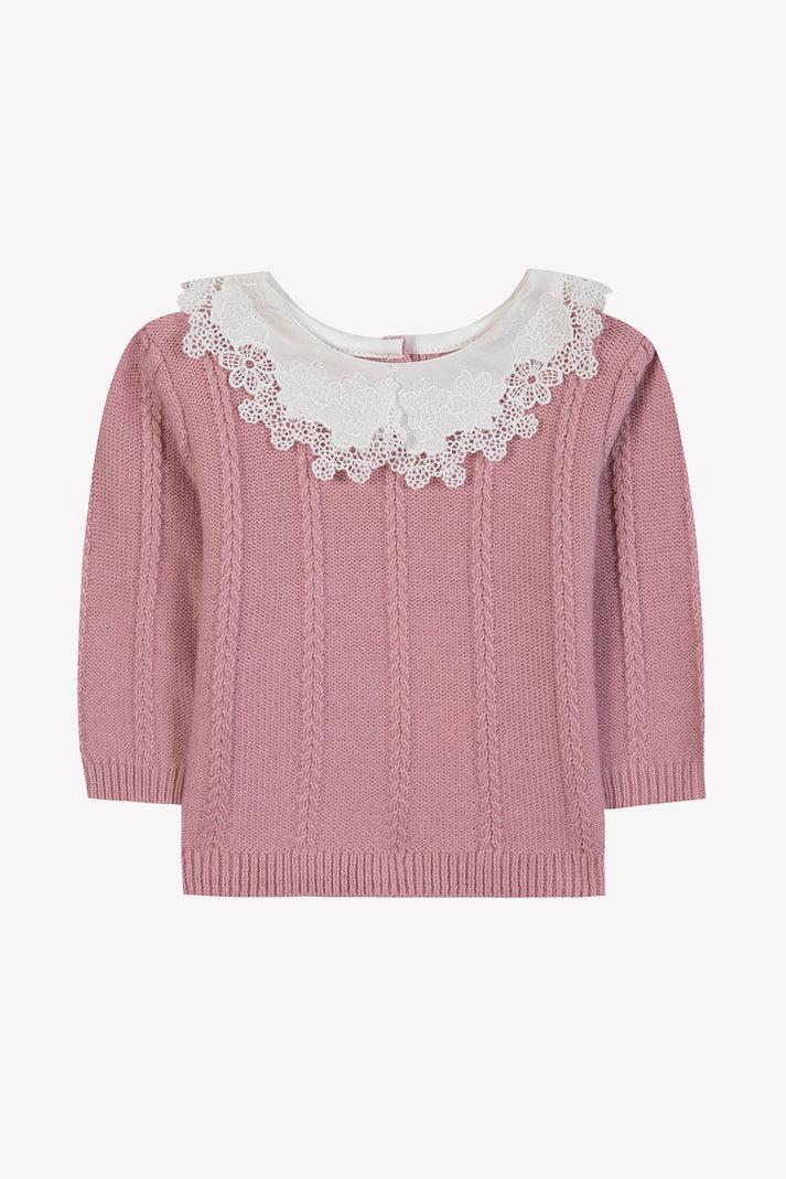 tartine et chocolat Trui Eglantine Halsband Borduurwerk Engels Moeder -of -Pearl