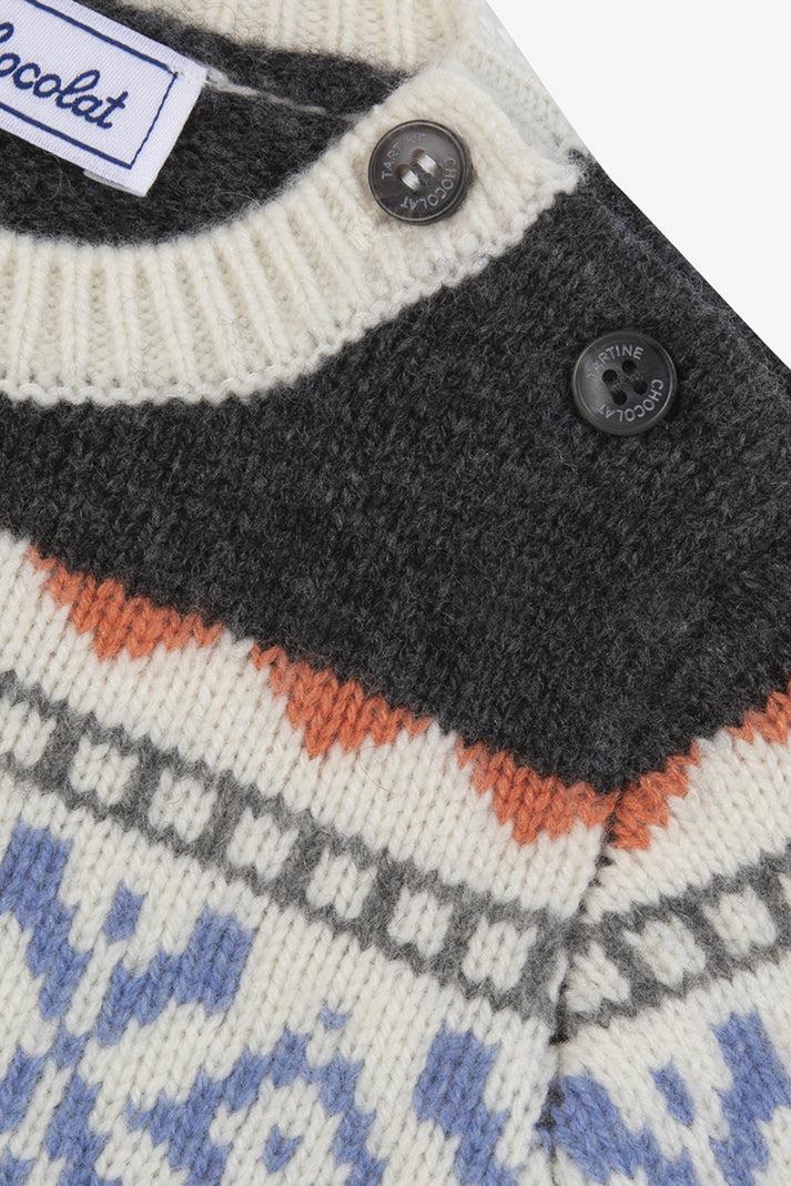 Tartine Et Chocolat Trui Grijs Donker Motief Van Patroon Jacquard Grijs Knuffel