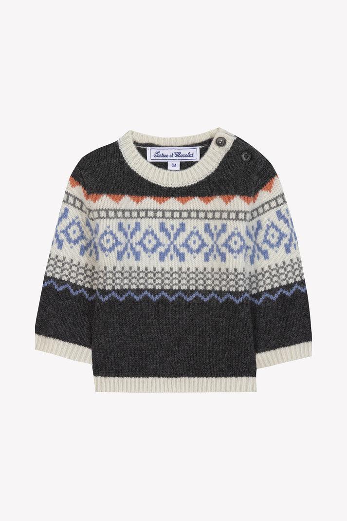 tartine et chocolat Trui Grijs Donker motief van patroon jacquard Grijs knuffel