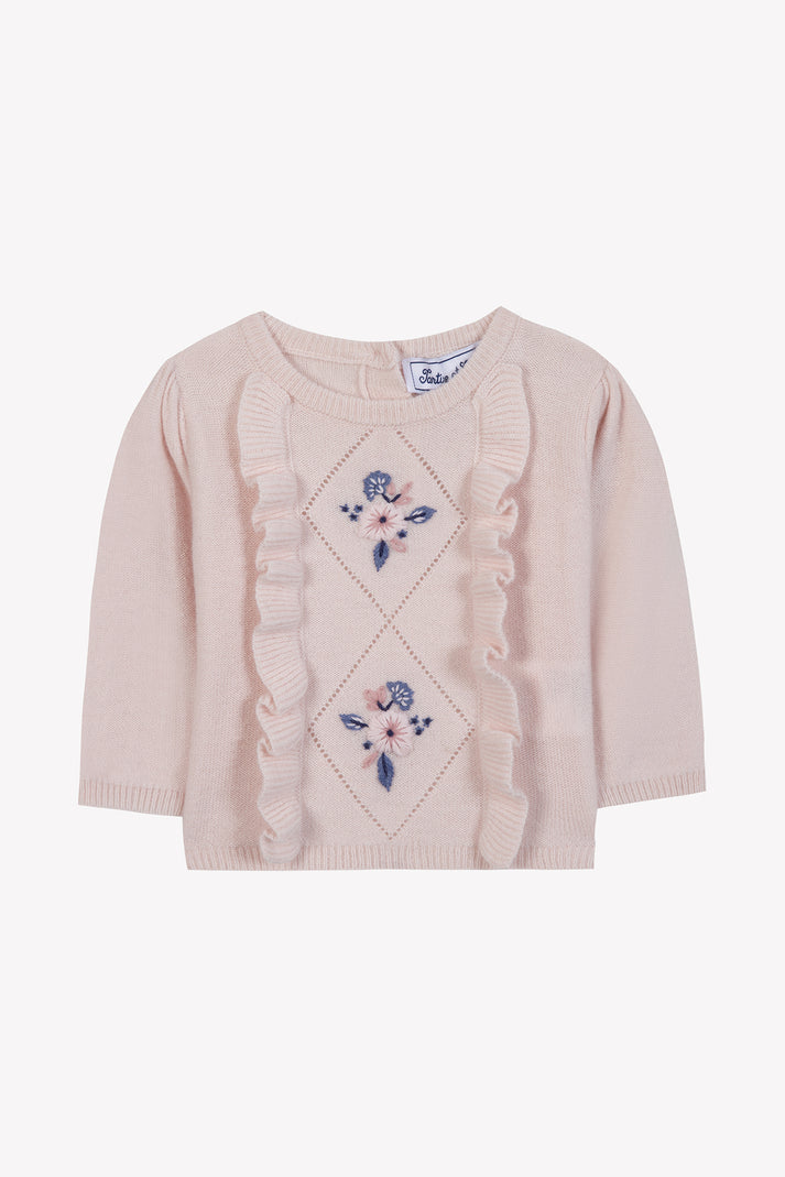 tartine et chocolat Trui Lichtroze Borduurwerk bloemen Moeder -of -Pearl