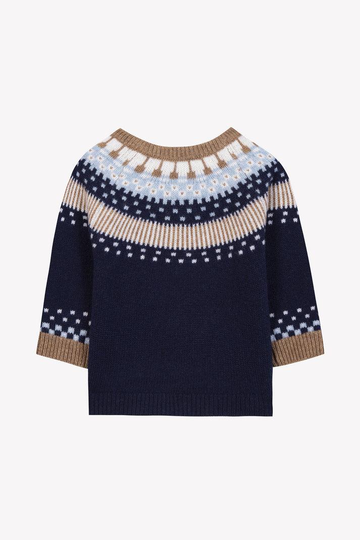 Tartine Et Chocolat Trui Navy Patroon Jacquard Navy