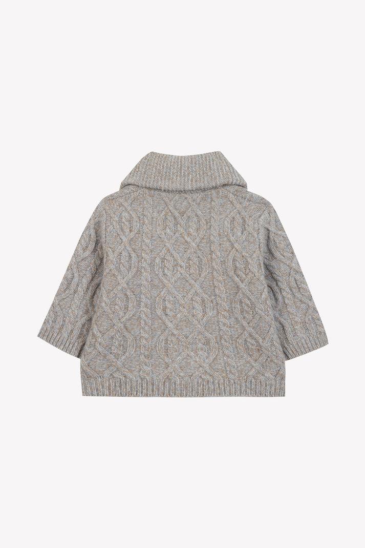 Tartine Et Chocolat Vest Blauw Gletsjer Sjaalkraag Gaas Verdraaide Navy Gespikkeld