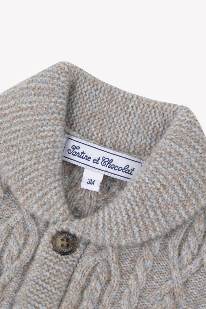 Tartine Et Chocolat Vest Blauw Gletsjer Sjaalkraag Gaas Verdraaide Navy Gespikkeld