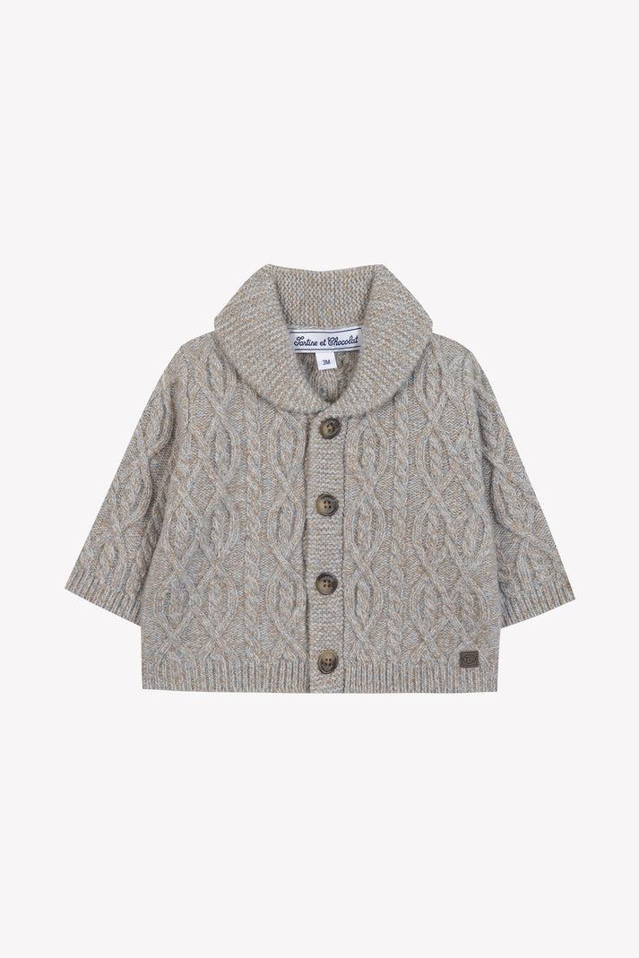 tartine et chocolat Vest Blauw gletsjer Sjaalkraag Gaas Verdraaide Navy gespikkeld