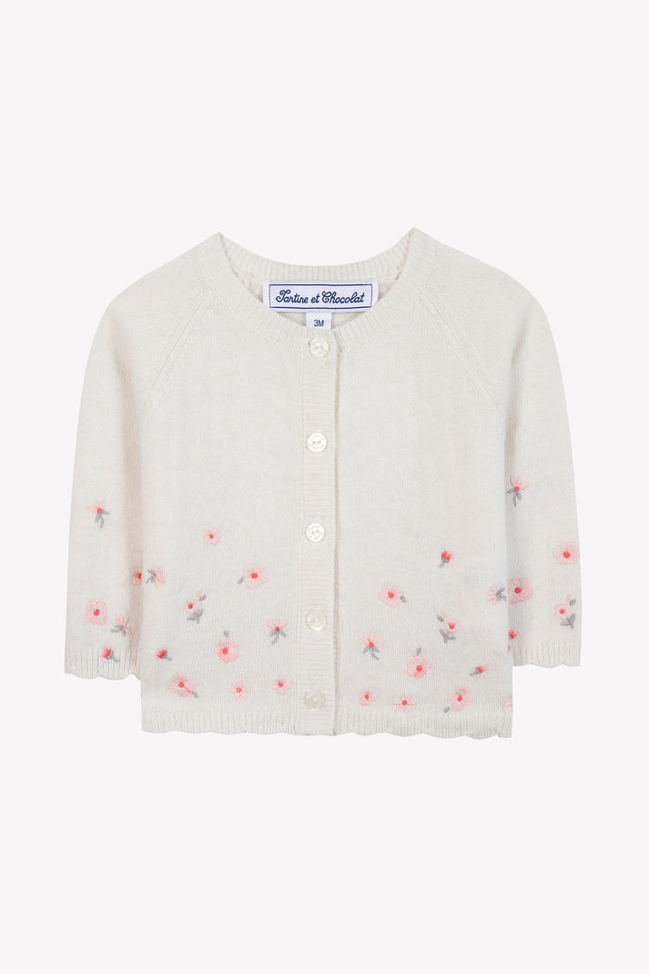 tartine et chocolat Vest Ecru Borduurwerk praline Moeder -of -Pearl