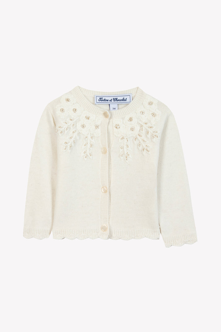 tartine et chocolat Vest Ecru Borduurwerk vlokken Moeder -of -Pearl