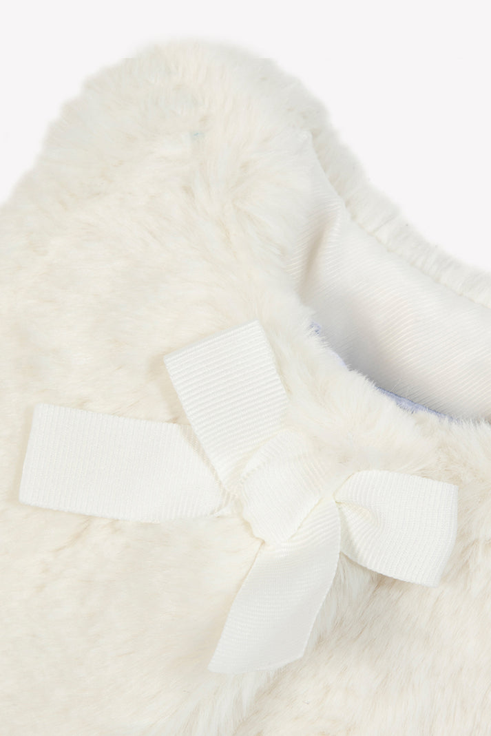 Tartine Et Chocolat Vest Ecru Imitatie Faux Vacht Met Knooppunt Moeder -of -Pearl