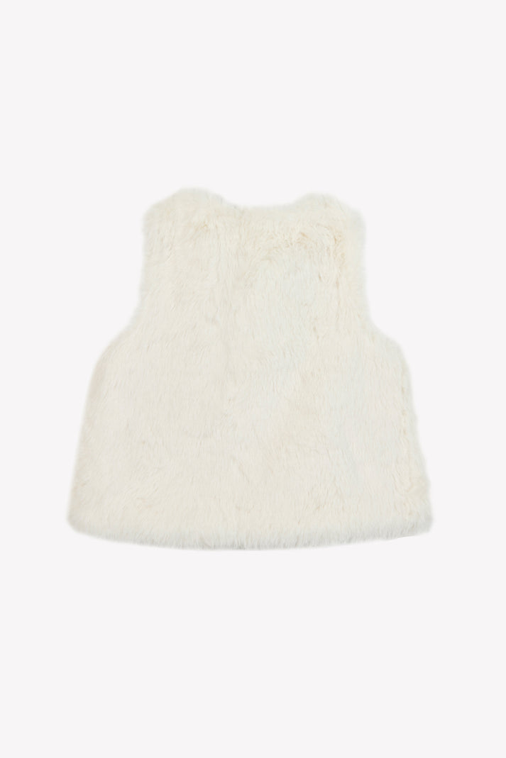 Tartine Et Chocolat Vest Ecru Imitatie Faux Vacht Met Knooppunt Moeder -of -Pearl