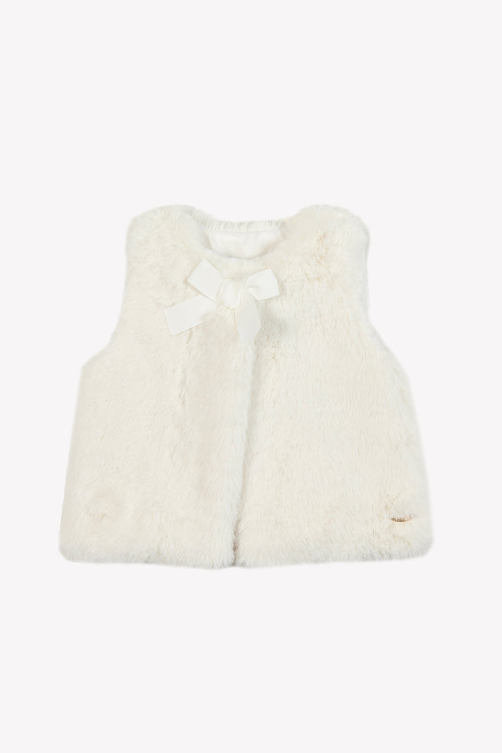 tartine et chocolat Vest Ecru imitatie faux vacht met Knooppunt Moeder -of -Pearl