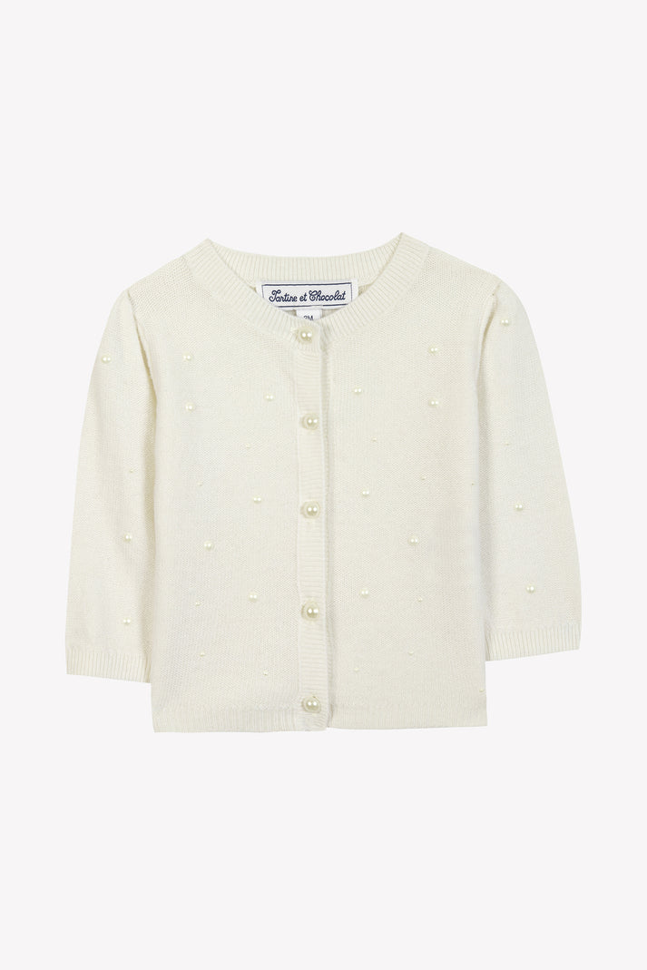 tartine et chocolat Vest Ecru kralen Moeder -of -Pearl