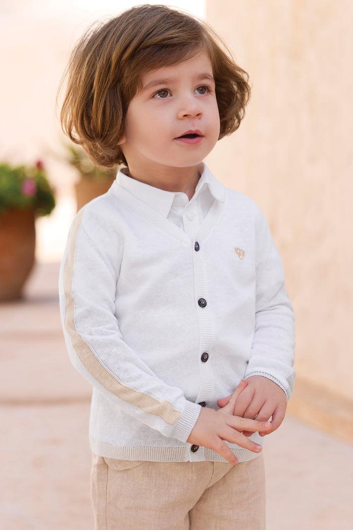 tartine et chocolat Vest Ecru Linnen Blauw gewassen