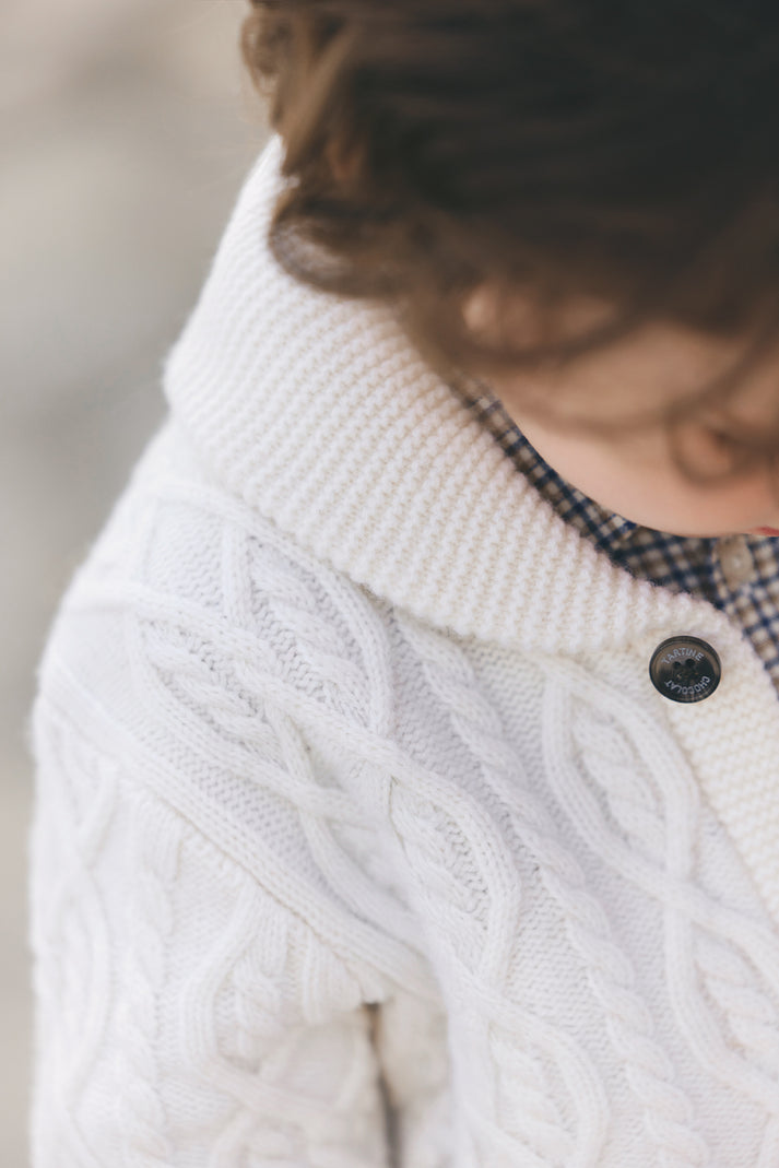 Tartine Et Chocolat Vest Ecru Sjaalkraag Gaas Verdraaide Navy Gespikkeld