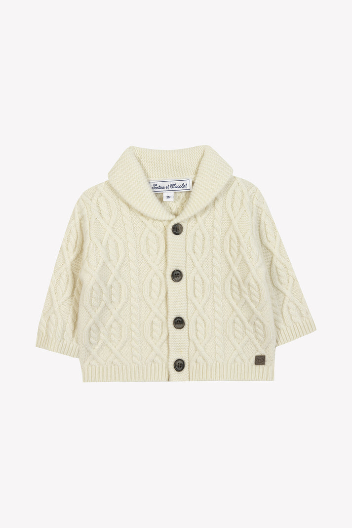 Tartine Et Chocolat Vest Ecru Sjaalkraag Gaas Verdraaide Navy Gespikkeld