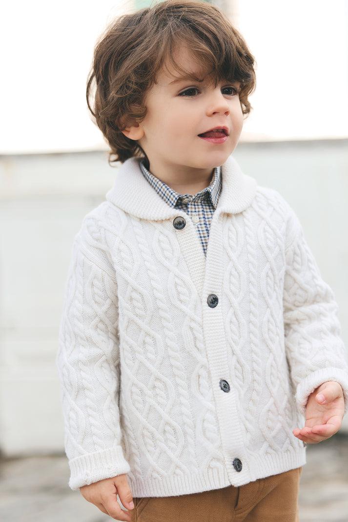 tartine et chocolat Vest Ecru Sjaalkraag Gaas Verdraaide Navy gespikkeld