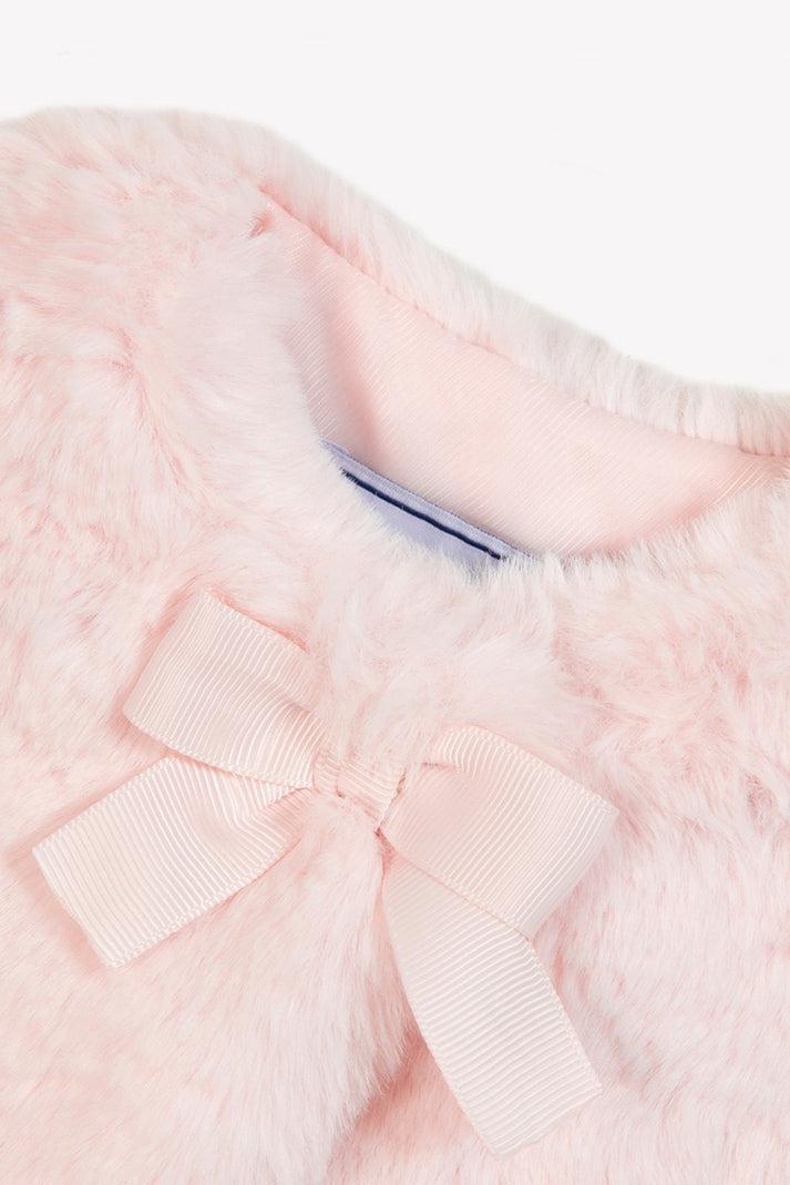Tartine Et Chocolat Vest Lichtroze Imitatie Faux Vacht Met Knooppunt Moeder -of -Pearl