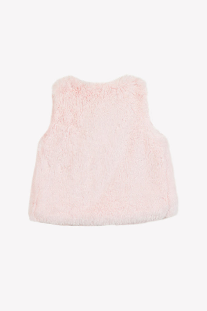 Tartine Et Chocolat Vest Lichtroze Imitatie Faux Vacht Met Knooppunt Moeder -of -Pearl