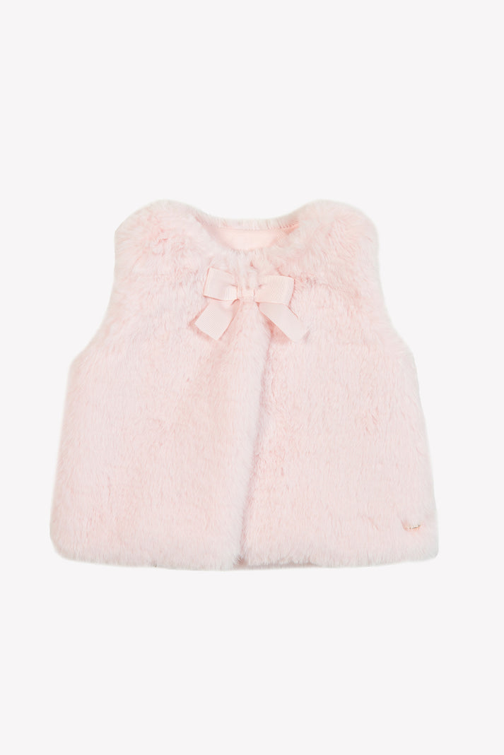 tartine et chocolat Vest Lichtroze imitatie faux vacht met Knooppunt Moeder -of -Pearl