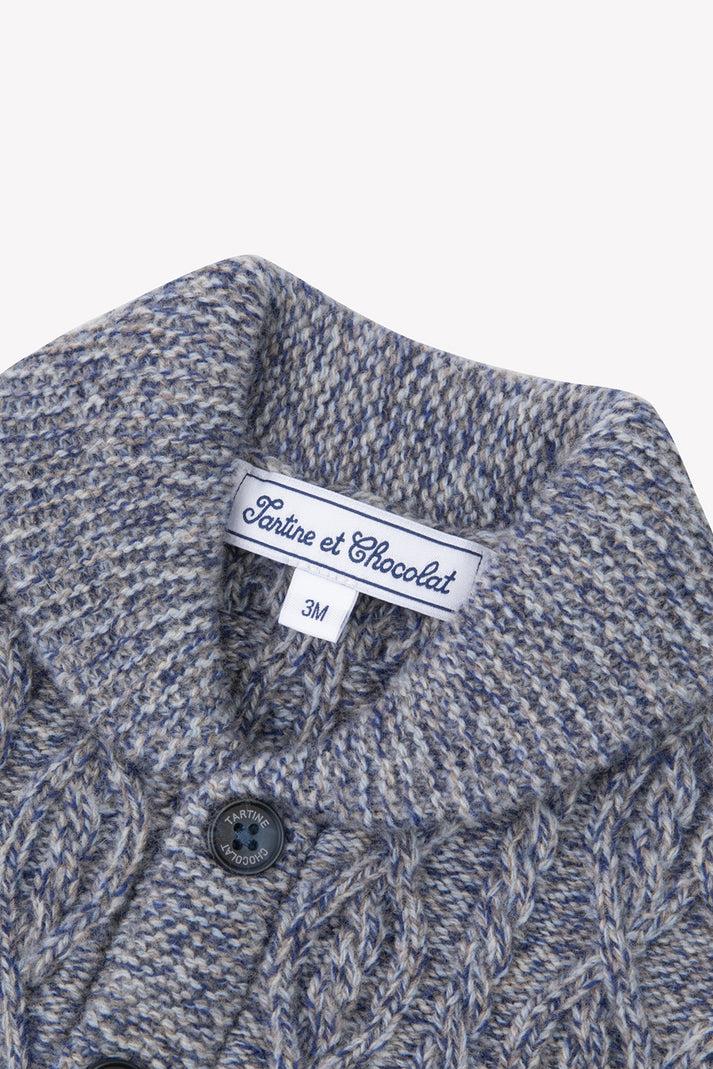 Tartine Et Chocolat Vest Navy Sjaalkraag Gaas Verdraaide Navy Gespikkeld