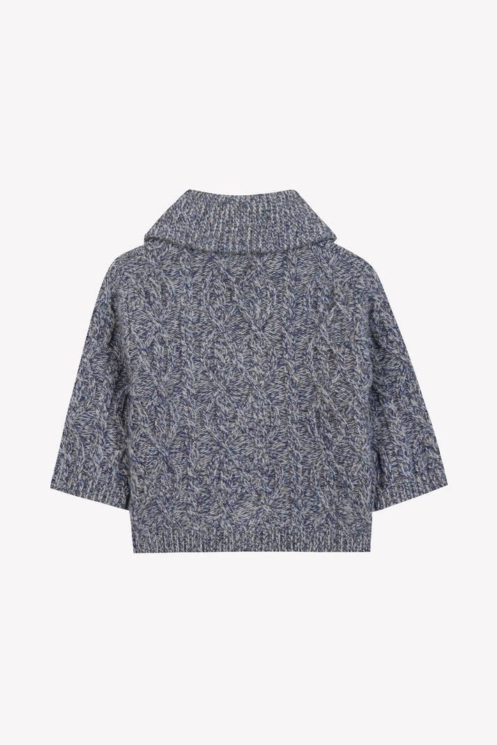 Tartine Et Chocolat Vest Navy Sjaalkraag Gaas Verdraaide Navy Gespikkeld