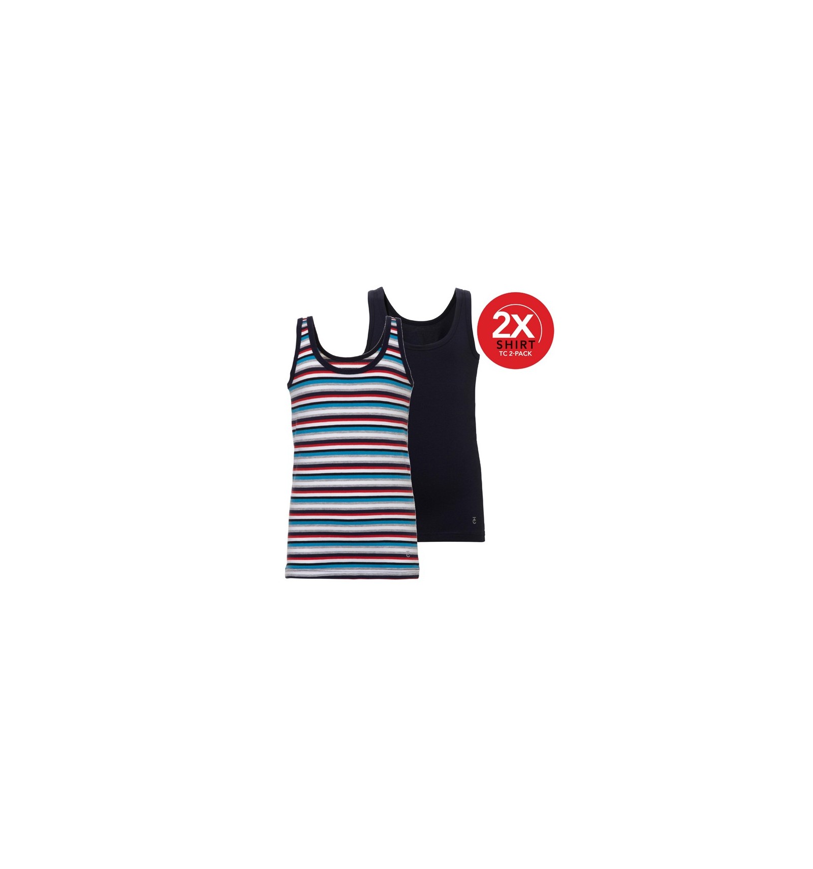 ten cate Ten Cate Boys Singlet Navy Stripe 2Pack Hemd