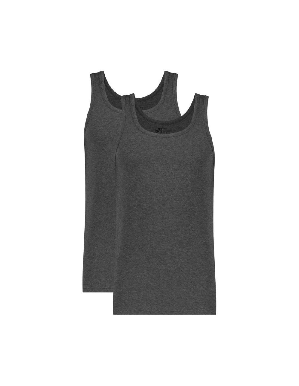 ten cate Ten Cate Heren Basics Singlet Cotton Stretch 2Pack Antraciet Melee
