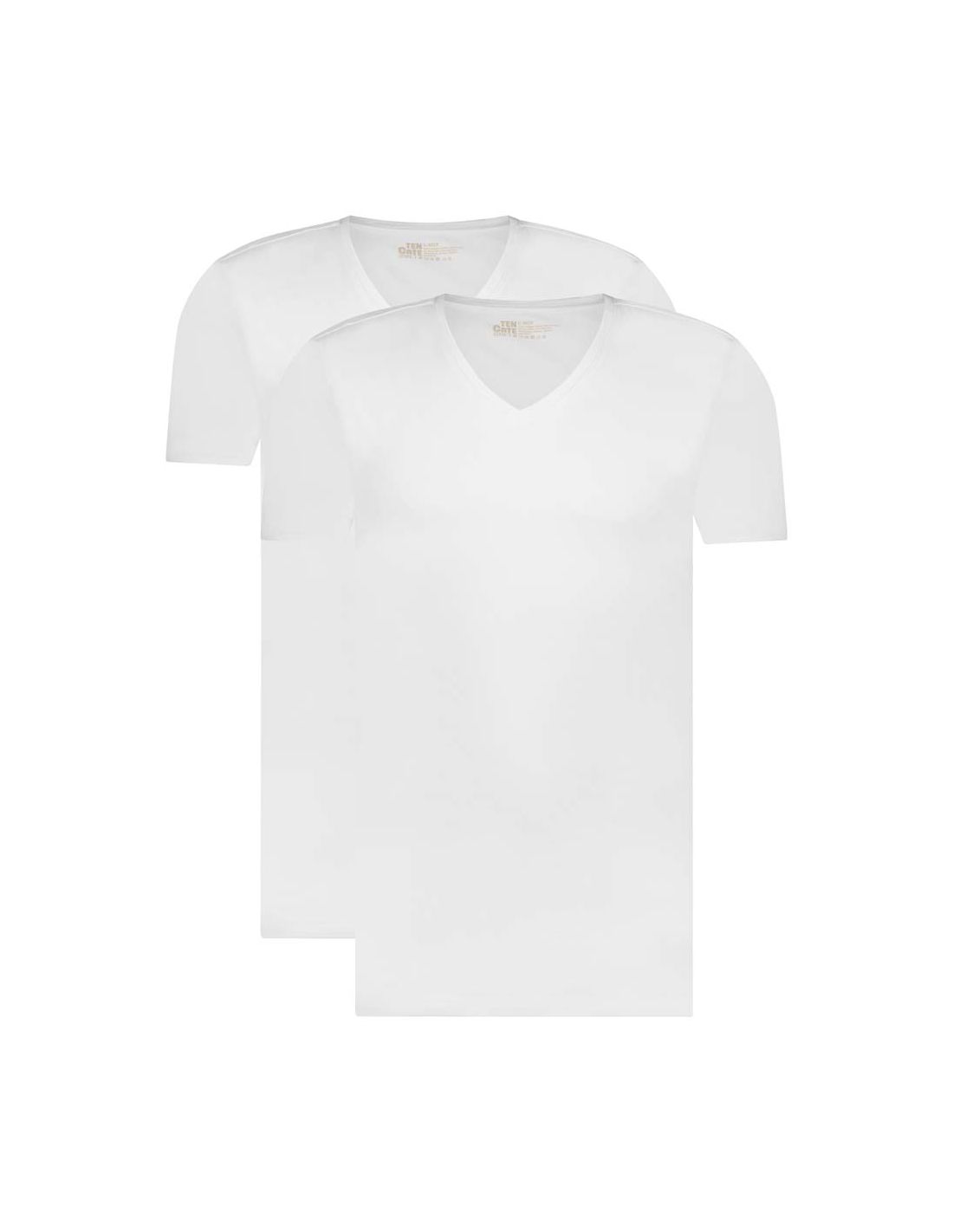 ten cate Ten Cate Heren Basics V-neck Shirt Cotton Stretch 2Pack Wit