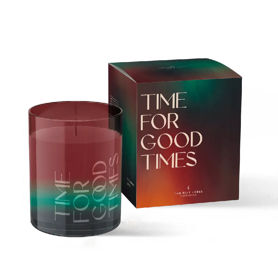 The Gift Label Candle in glass big - Time for good times