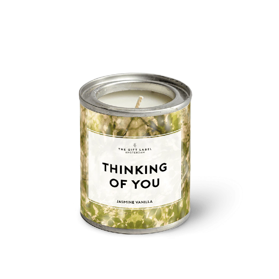 The Gift Label Candle in tin - Thinking of you - Jasmine vanilla