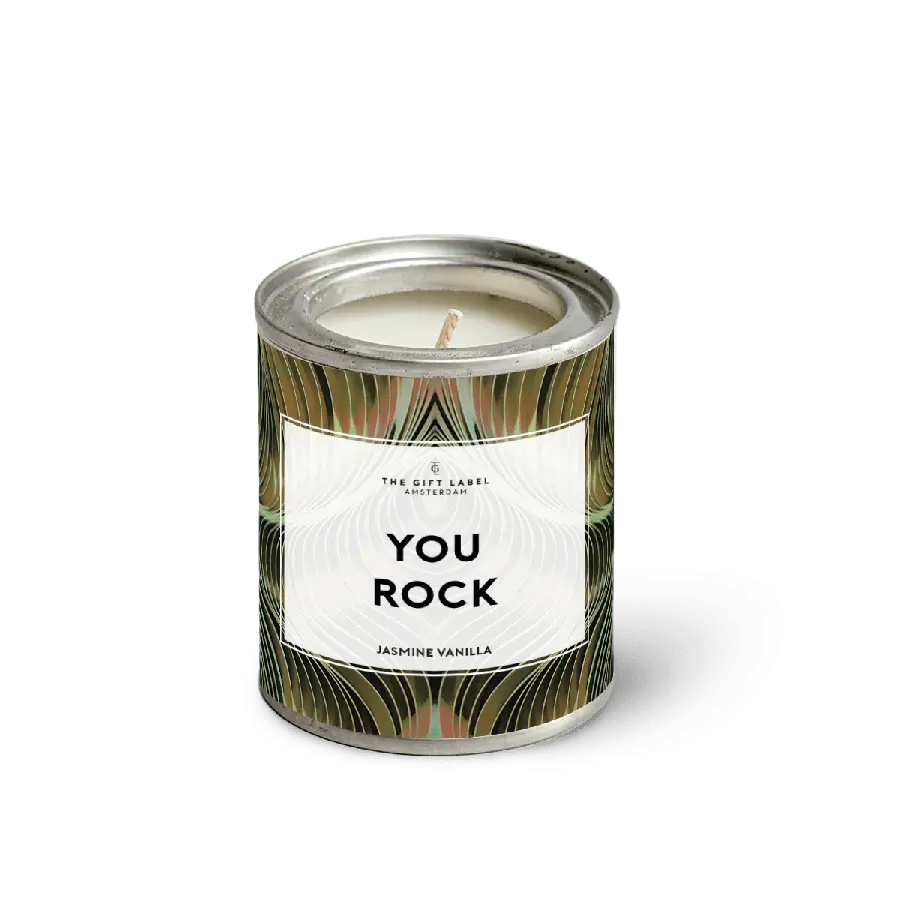 The Gift Label Candle in tin - You rock - Jasmine vanilla